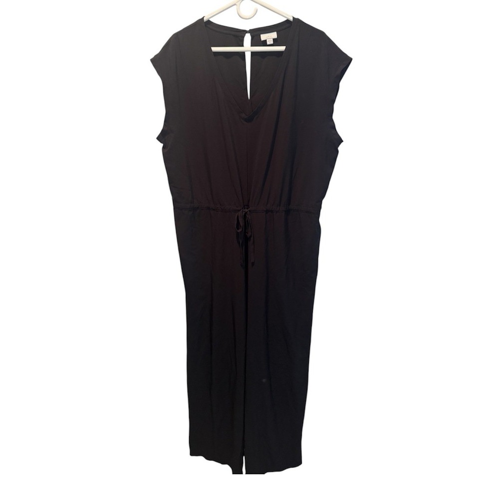 J. Jill Fit Black Sleeveless V-Neck Drawstring Waist Wide Leg Jumpsuit XL